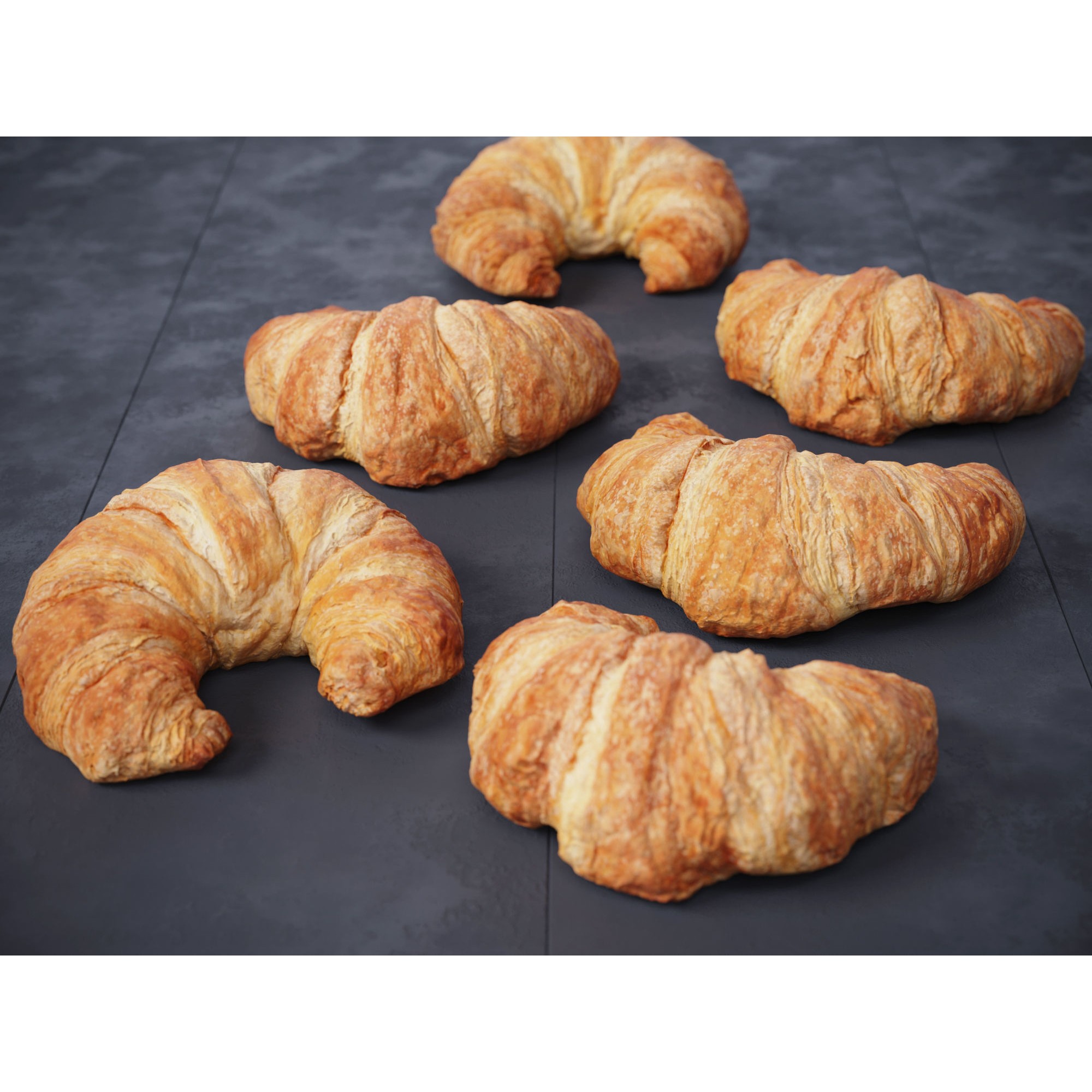Butter Croissants - High-Poly PBR 3D Model - View 3