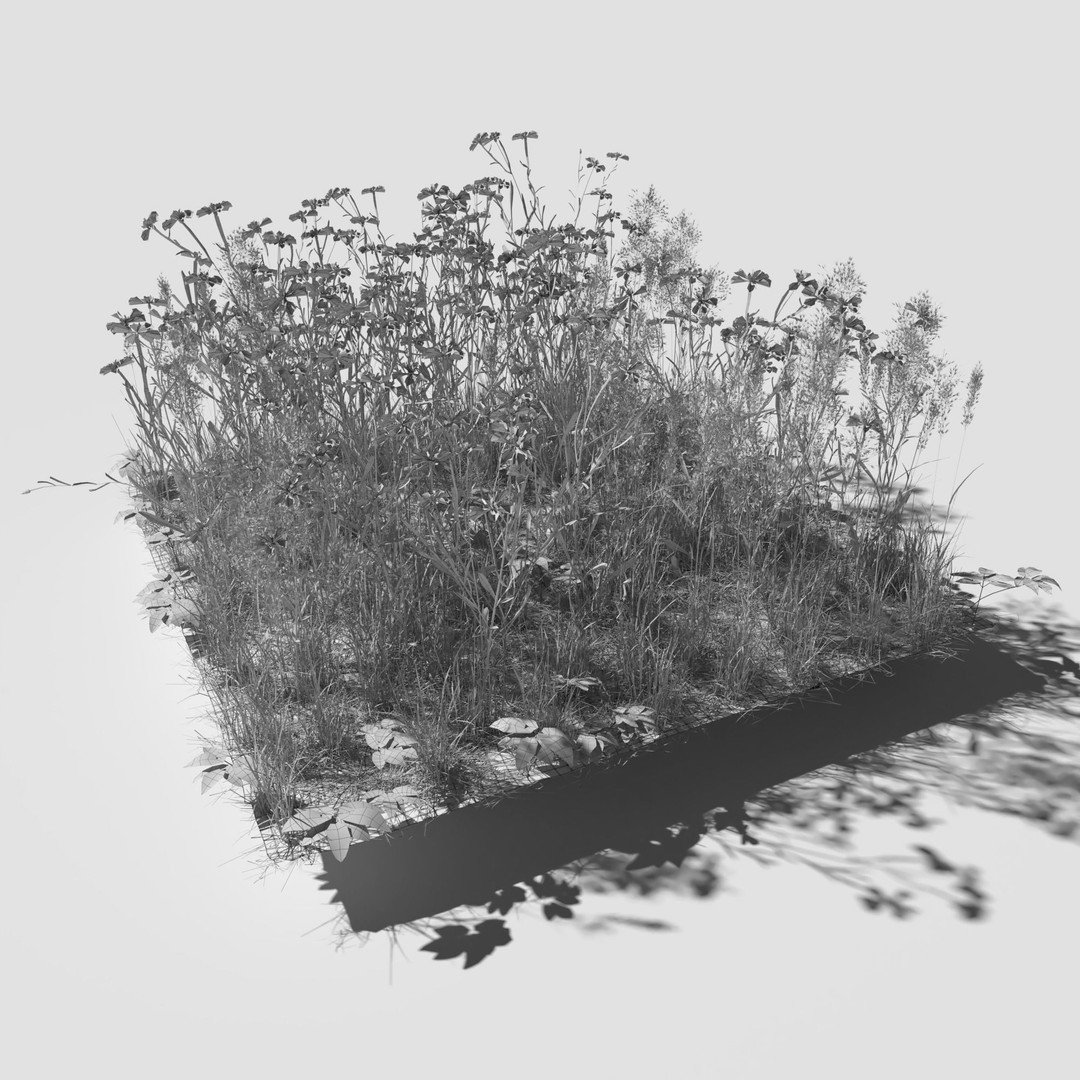 Cornflower Meadow Patch 3D Model – PBR Realistic Plant Asset, Blender, FBX, OBJ - View 10