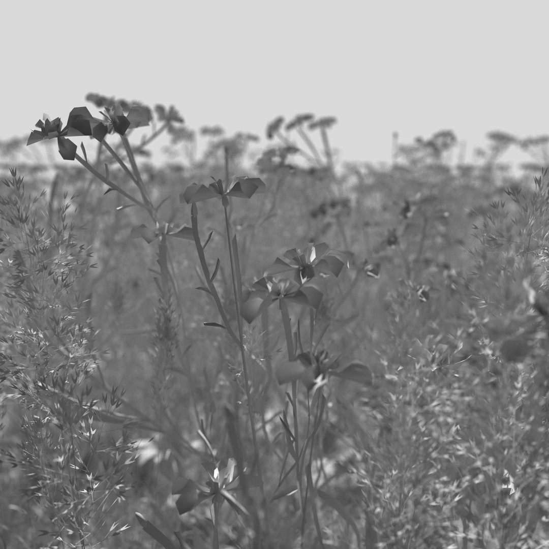 Cornflower Meadow Patch 3D Model – PBR Realistic Plant Asset, Blender, FBX, OBJ - View 6