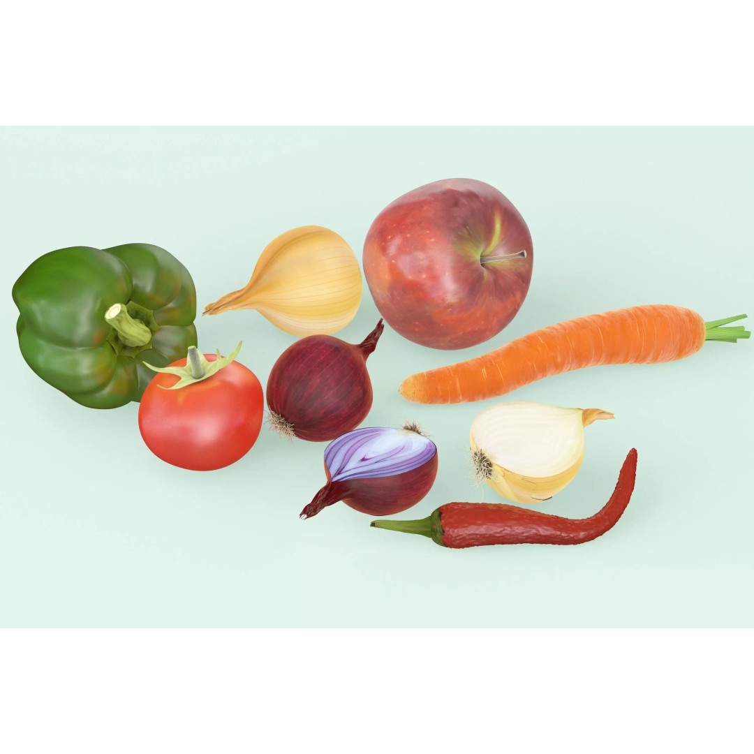 Vegetables 3D Model – Realistic Food Asset, C4D, OBJ, PBR - View 2