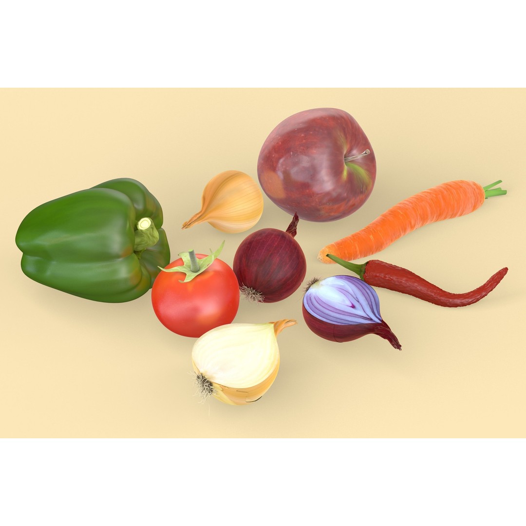 Vegetables 3D Model – Realistic Food Asset, C4D, OBJ, PBR - View 3