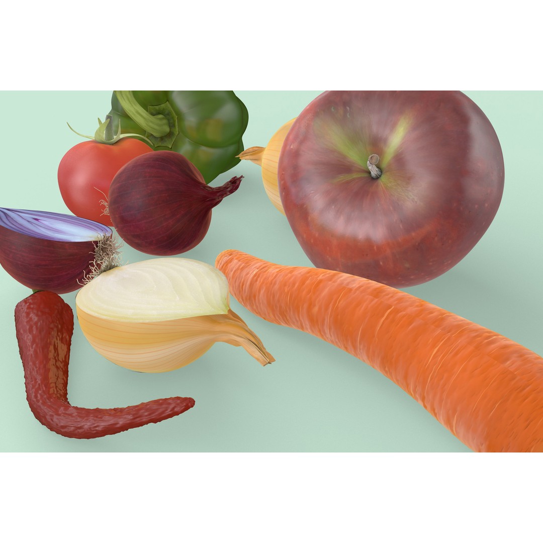 Vegetables 3D Model – Realistic Food Asset, C4D, OBJ, PBR - View 4