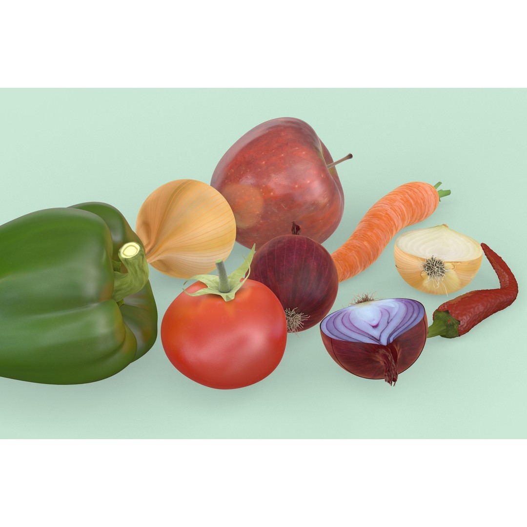Vegetables 3D Model – Realistic Food Asset, C4D, OBJ, PBR - View 5