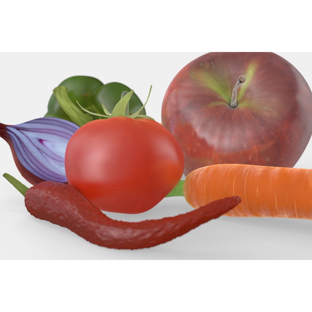 Vegetables 3D Model – Realistic Food Asset, C4D, OBJ, PBR - View 6