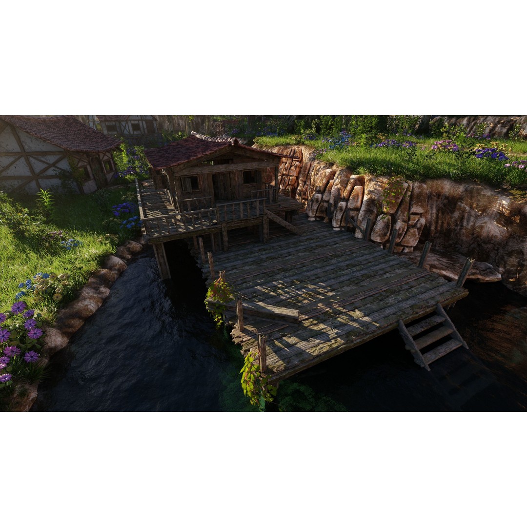 Dock Scene 3D Model – Detailed Landscape Asset for Blender - View 10