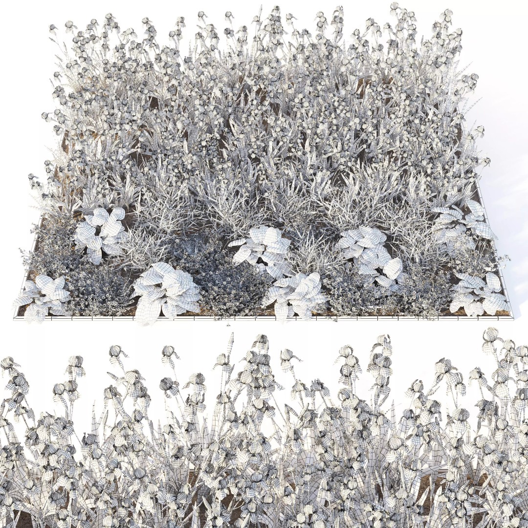 Flower Bed 3D Model – Realistic Garden Asset with PBR Textures