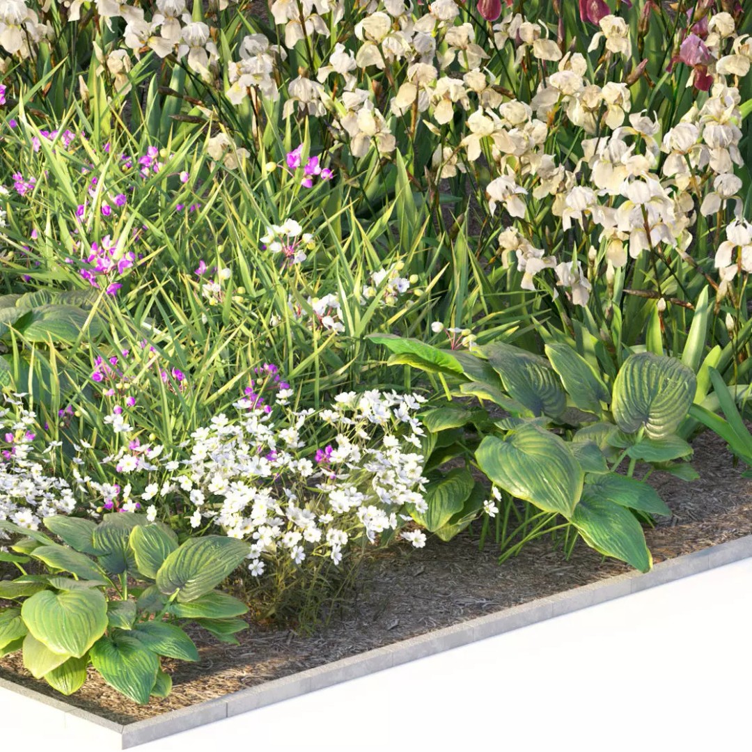 Flower Bed 3D Model – Realistic Garden Asset with PBR Textures - View 9