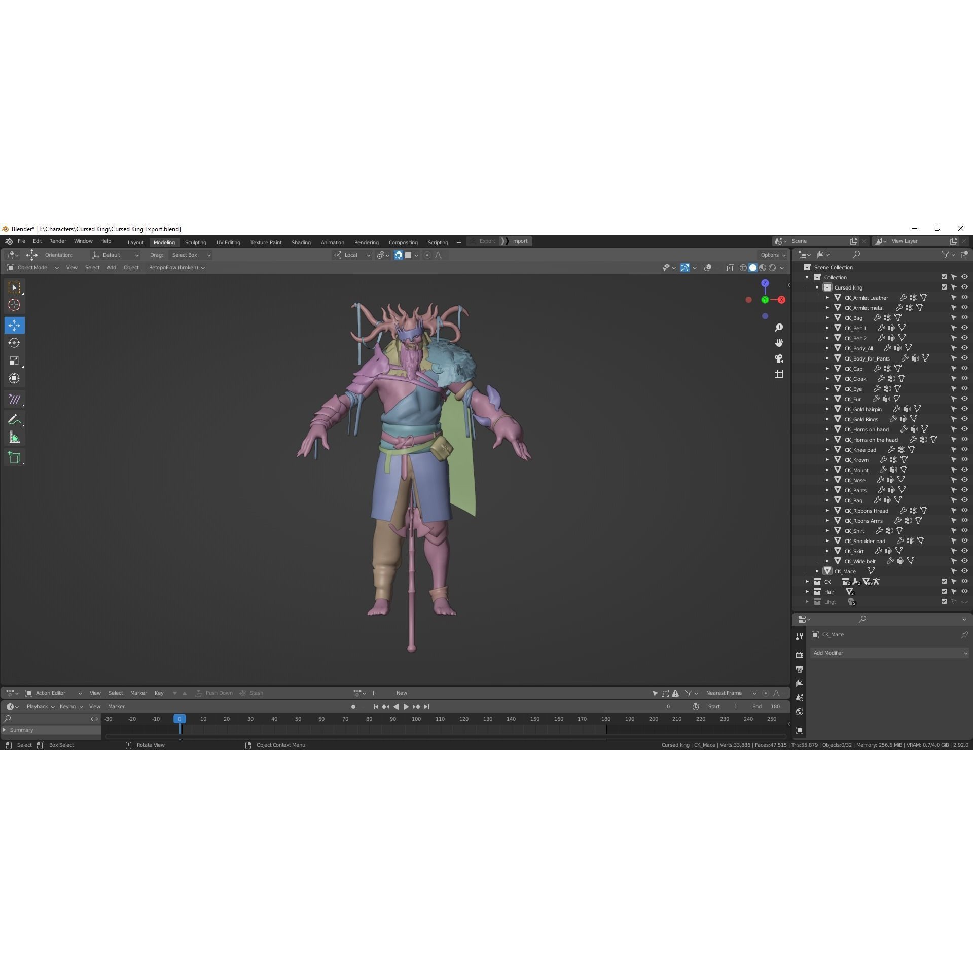 Cursed King - Low-Poly Game-Ready 3D Model - View 30