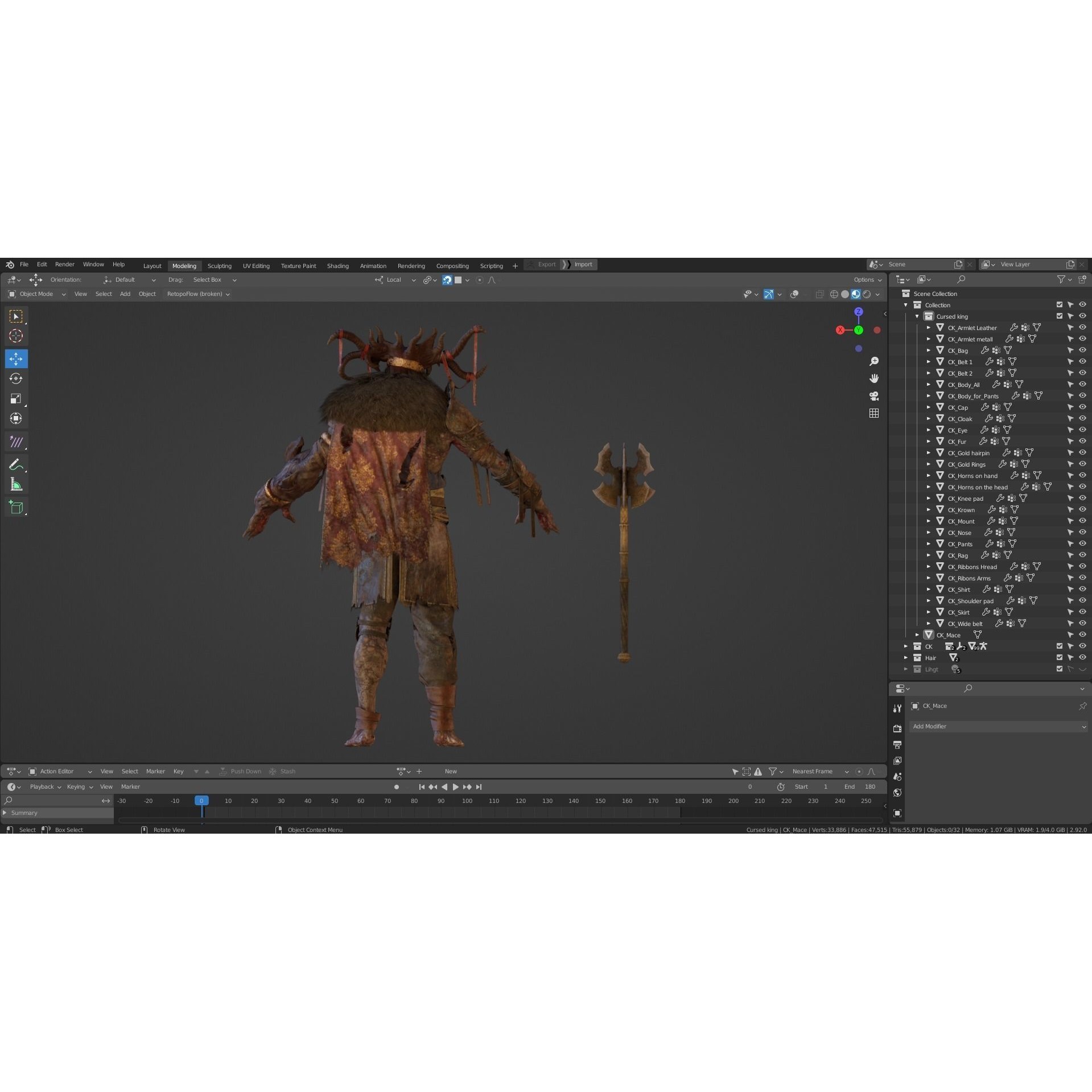 Cursed King - Low-Poly Game-Ready 3D Model - View 31