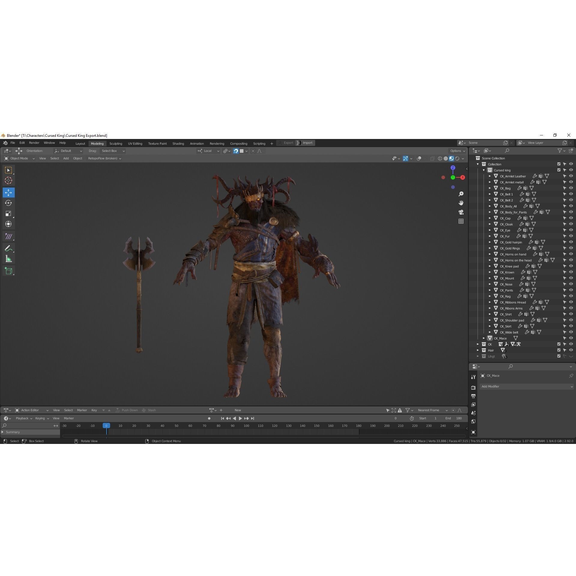 Cursed King - Low-Poly Game-Ready 3D Model - View 32