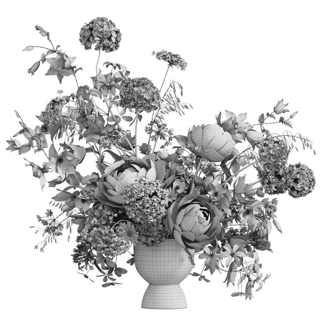 Flower In Vase 3D Model – High Poly Decorative Asset, FBX, OBJ