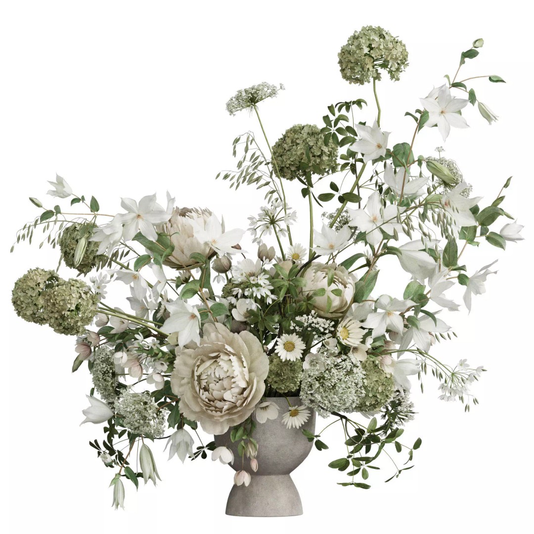 Flower In Vase 3D Model – High Poly Decorative Asset, FBX, OBJ - View 3