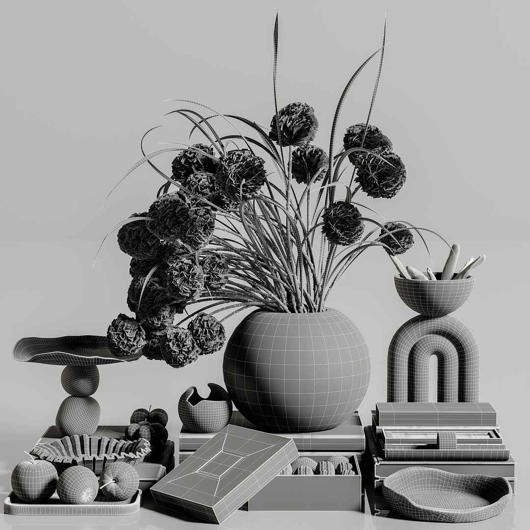 Decorative Set 130 3D Model – Contemporary Design, PBR Textures, OBJ/FBX