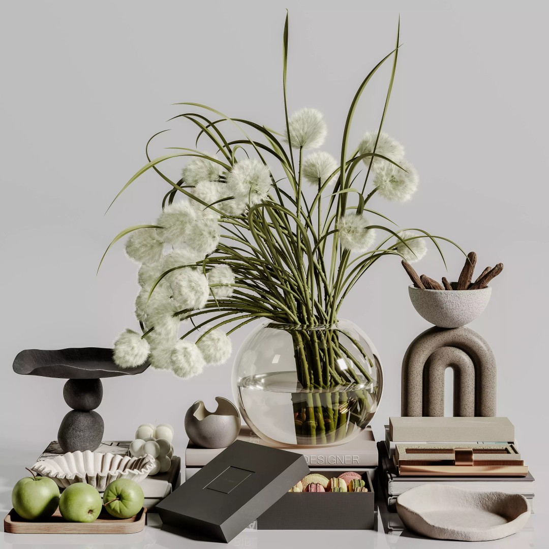 Decorative Set 130 3D Model – Contemporary Design, PBR Textures, OBJ/FBX - View 2
