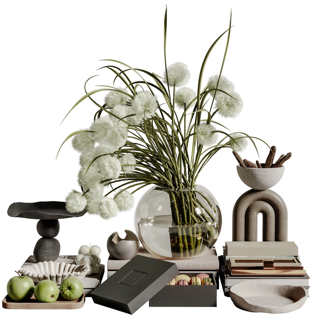 Decorative Set 130 3D Model – Contemporary Design, PBR Textures, OBJ/FBX - View 3
