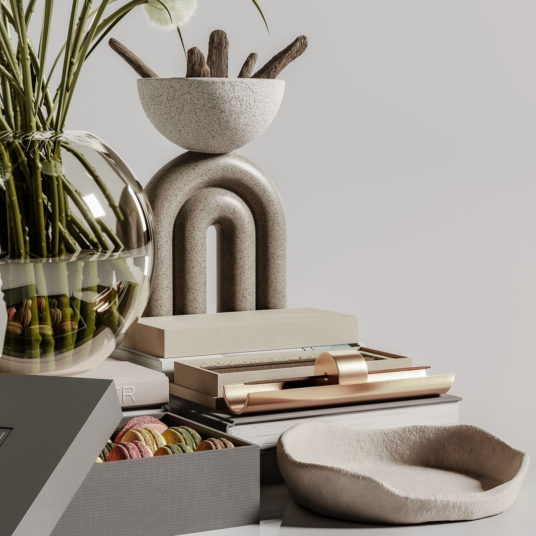 Decorative Set 130 3D Model – Contemporary Design, PBR Textures, OBJ/FBX - View 8