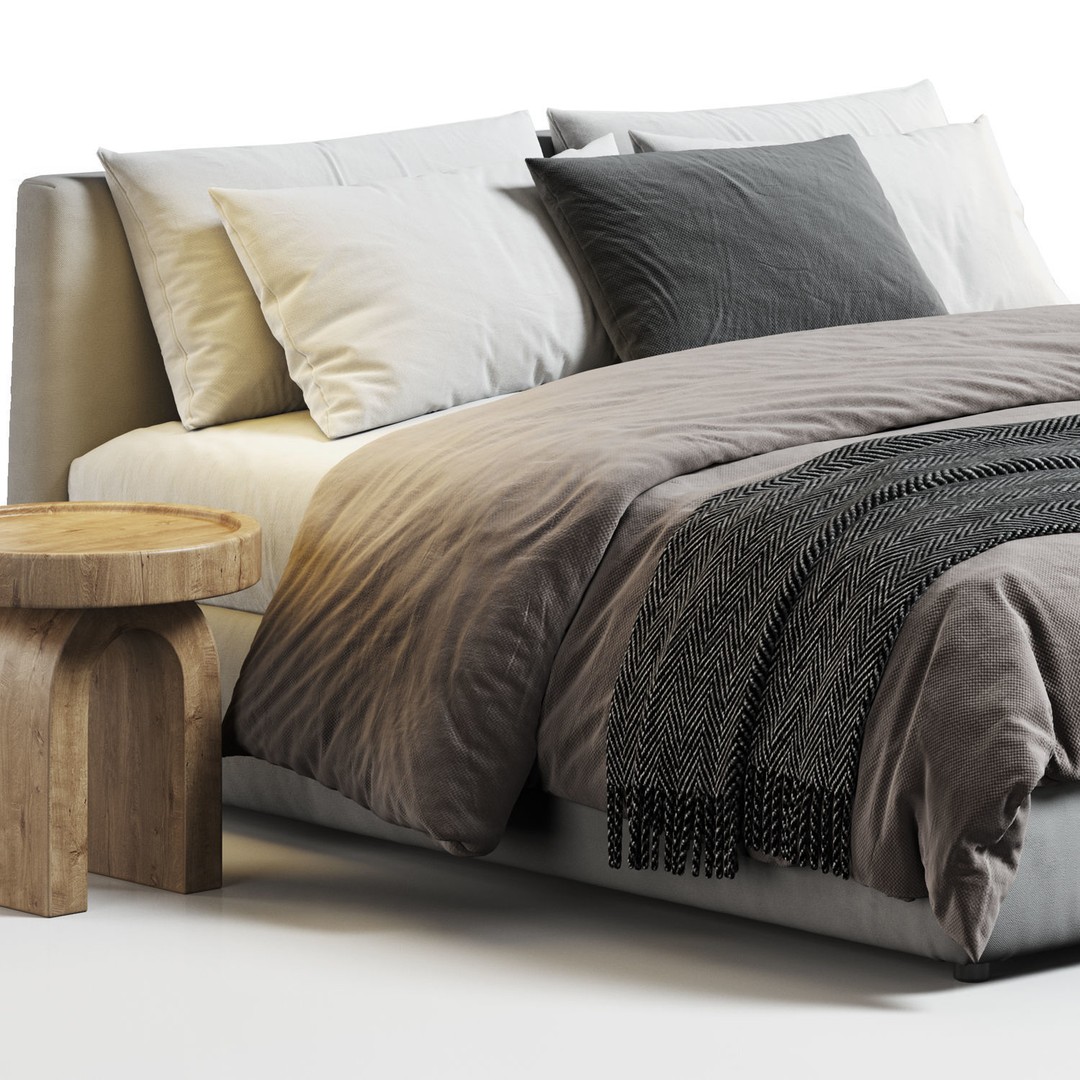 Merkurio Bed 3D Model – Modern Double Bed with Textures, OBJ, FBX - View 8