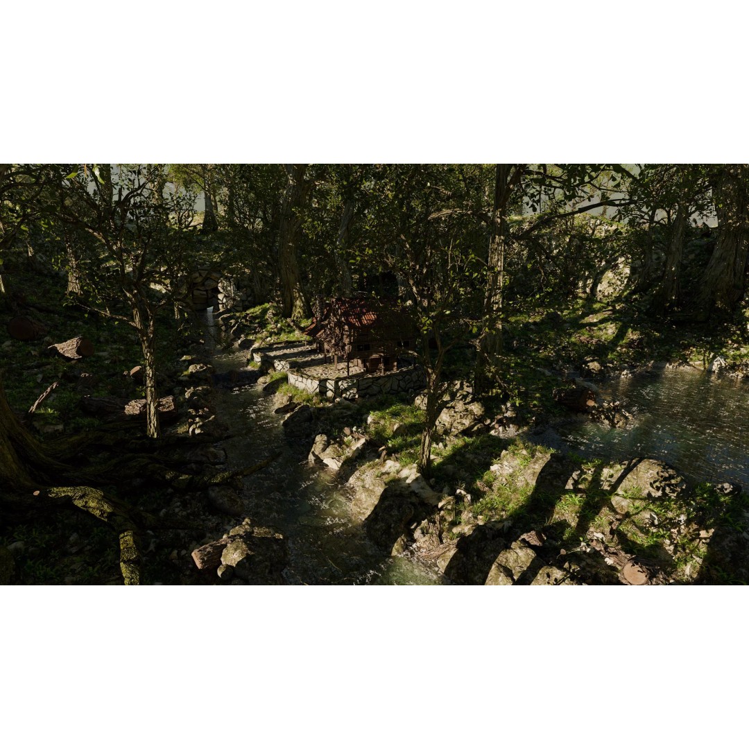 Cabin River Landscape 3D Model – High Poly Environment for Blender - View 10