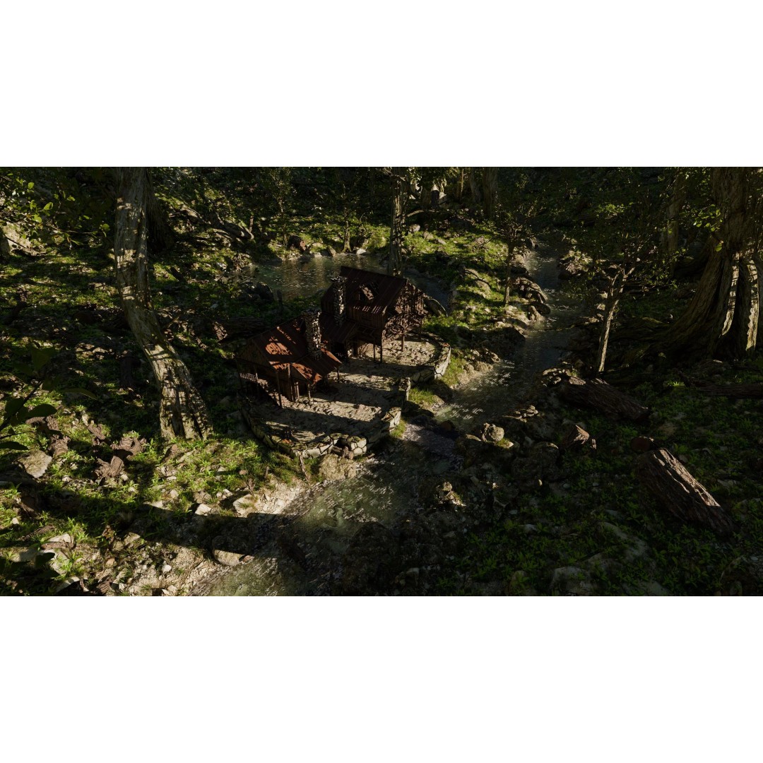 Cabin River Landscape 3D Model – High Poly Environment for Blender - View 4