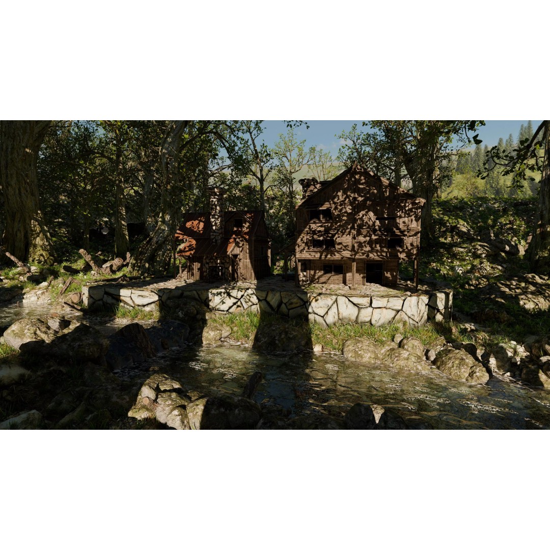 Cabin River Landscape 3D Model – High Poly Environment for Blender - View 5