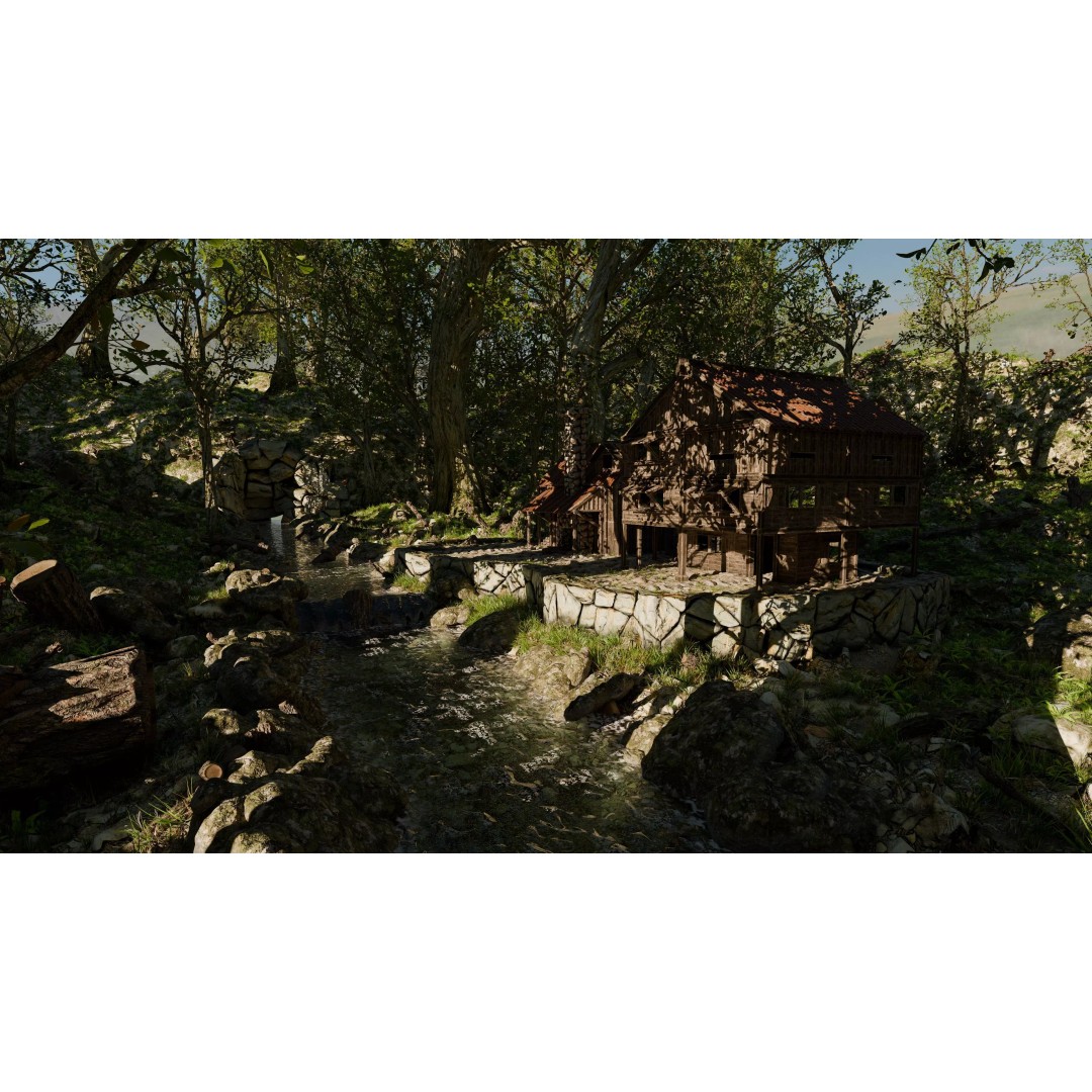 Cabin River Landscape 3D Model – High Poly Environment for Blender - View 8