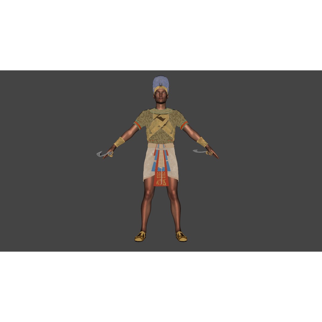 Pharaoh 3D Model – Rigged Low-Poly Egyptian Warrior, FBX - View 17