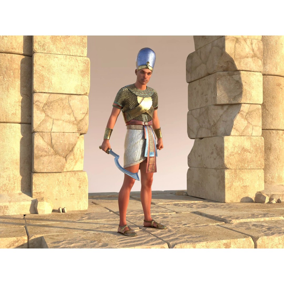 Pharaoh 3D Model – Rigged Low-Poly Egyptian Warrior, FBX - View 2