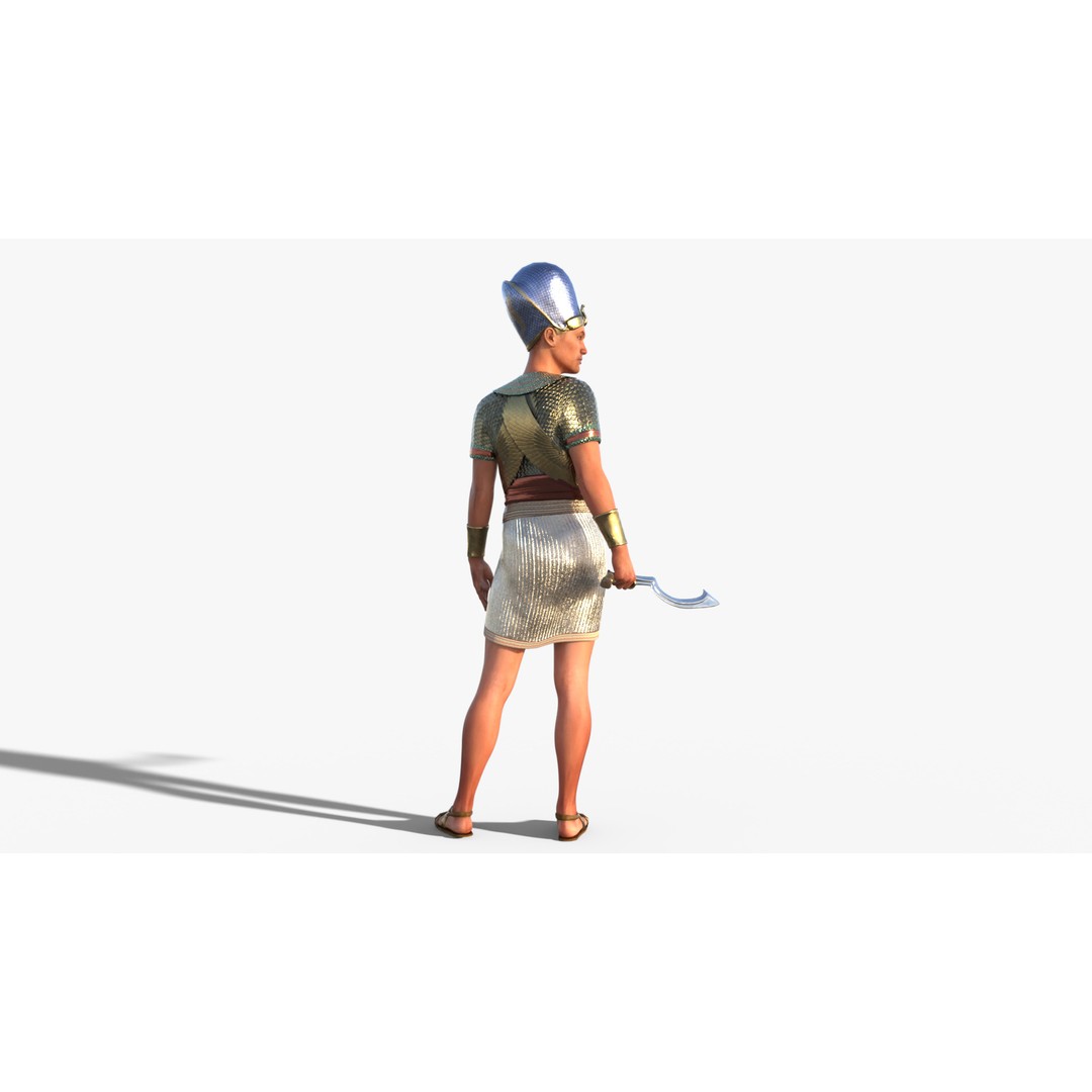 Pharaoh 3D Model – Rigged Low-Poly Egyptian Warrior, FBX - View 4
