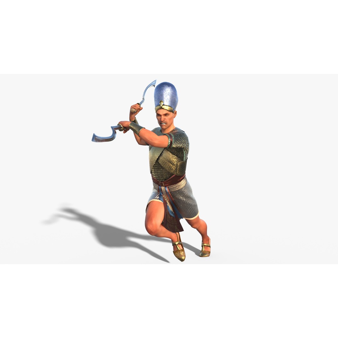 Pharaoh 3D Model – Rigged Low-Poly Egyptian Warrior, FBX - View 5