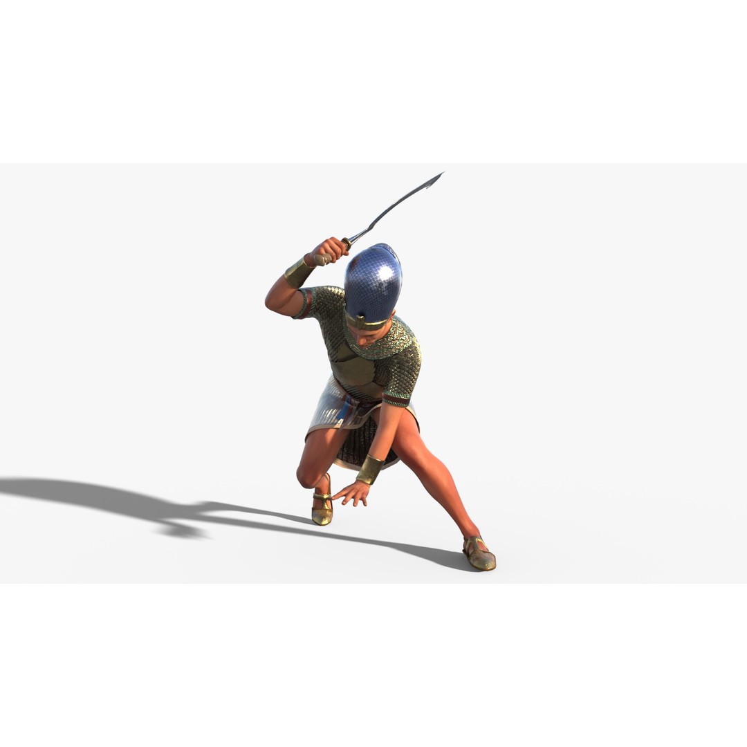 Pharaoh 3D Model – Rigged Low-Poly Egyptian Warrior, FBX - View 6