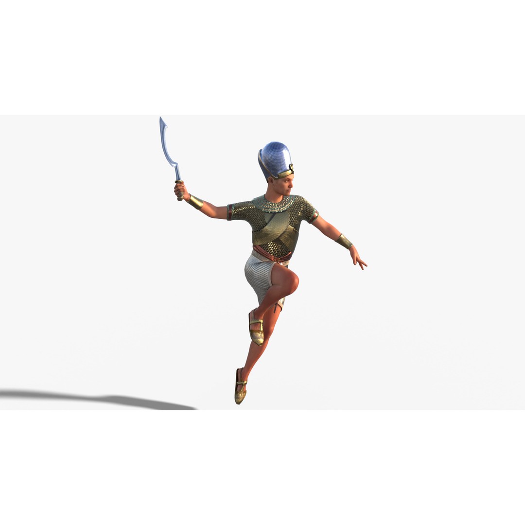 Pharaoh 3D Model – Rigged Low-Poly Egyptian Warrior, FBX - View 7