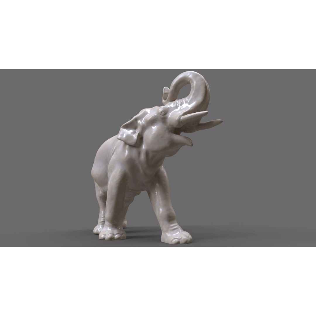 Elephant Porcelain Figurine 3D Model – Low Poly Game Asset, FBX, Blender - View 2