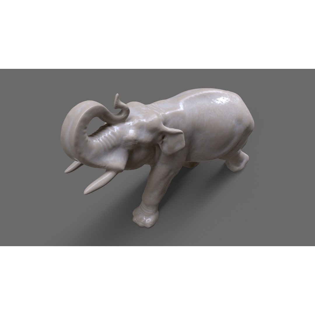 Elephant Porcelain Figurine 3D Model – Low Poly Game Asset, FBX, Blender - View 5