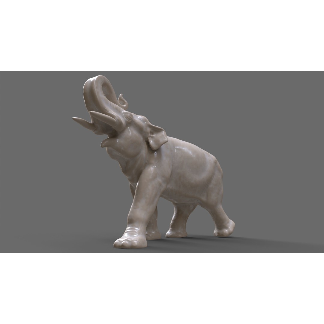 Elephant Porcelain Figurine 3D Model – Low Poly Game Asset, FBX, Blender - View 7