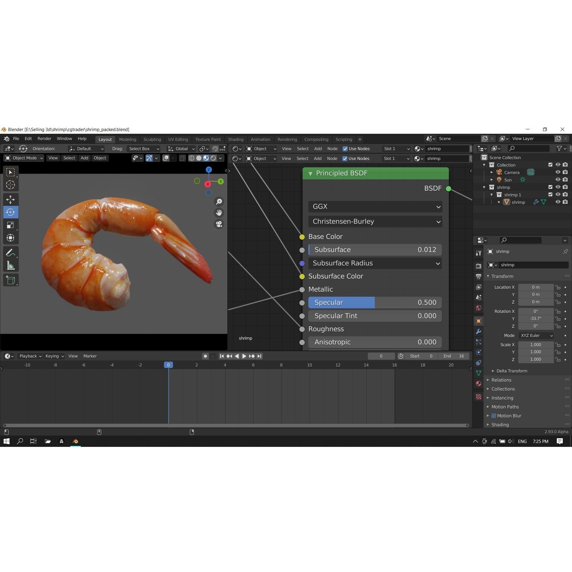 Cooked Shrimp - Low-Poly Game-Ready 3D Model - View 21