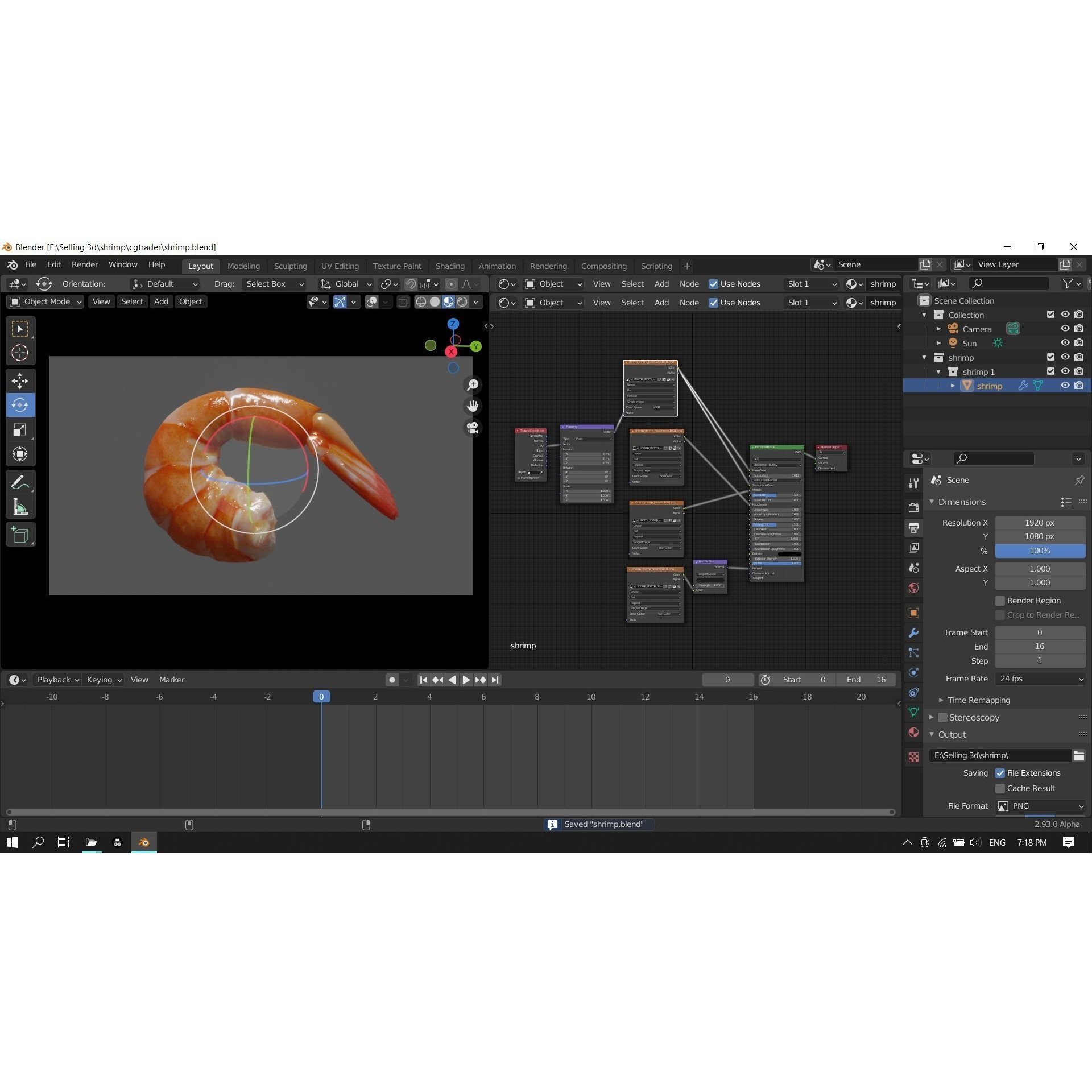 Cooked Shrimp - Low-Poly Game-Ready 3D Model - View 22