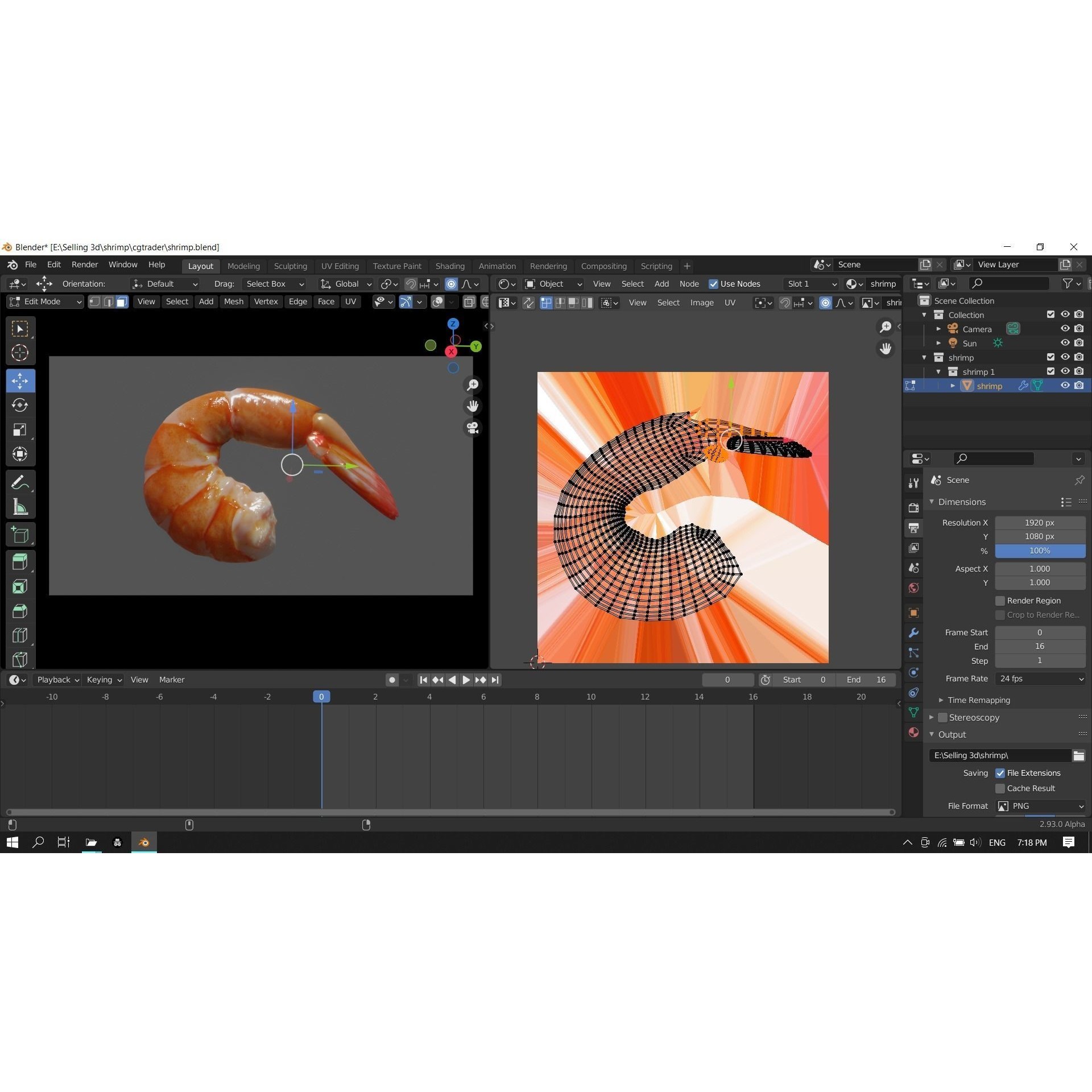 Cooked Shrimp - Low-Poly Game-Ready 3D Model - View 23