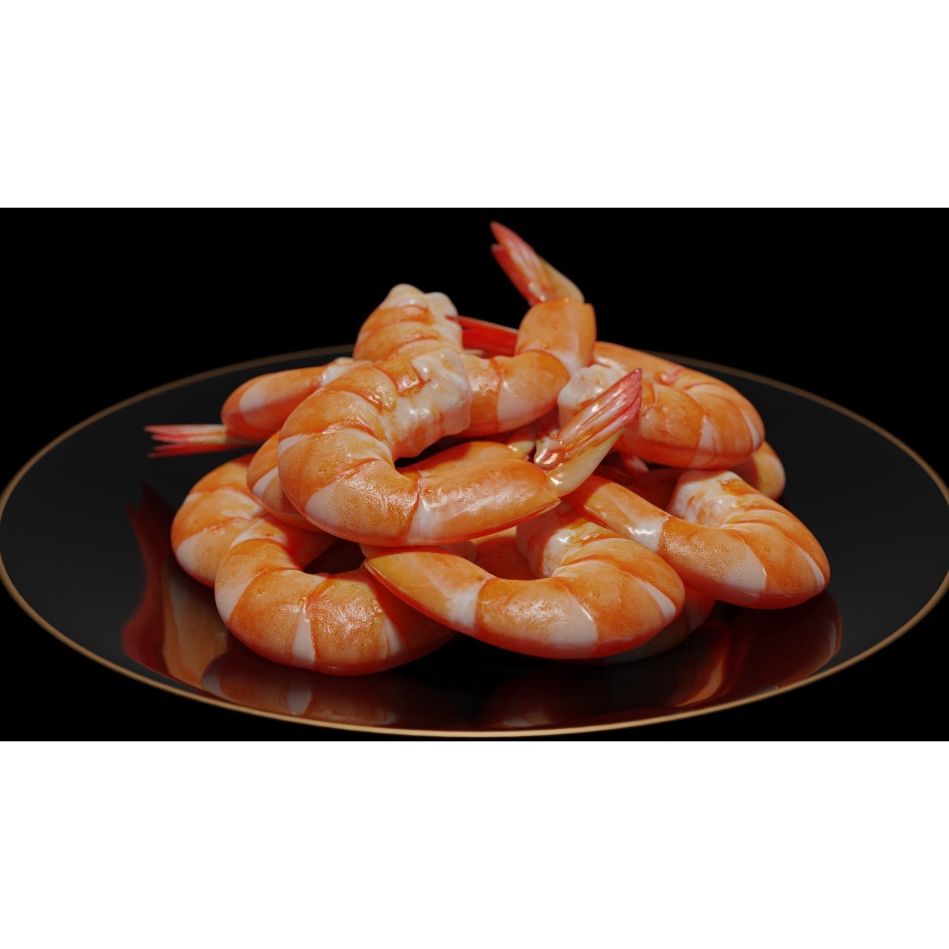 Cooked Shrimp - Low-Poly Game-Ready 3D Model - View 3