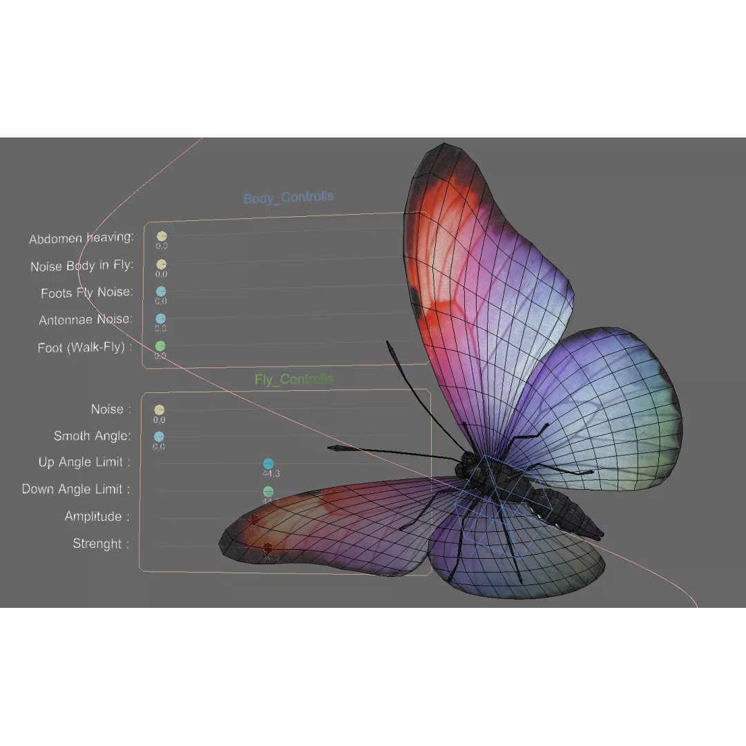 Butterfly 3D Model – Low Poly Rigged Animation for Unity, FBX - View 10