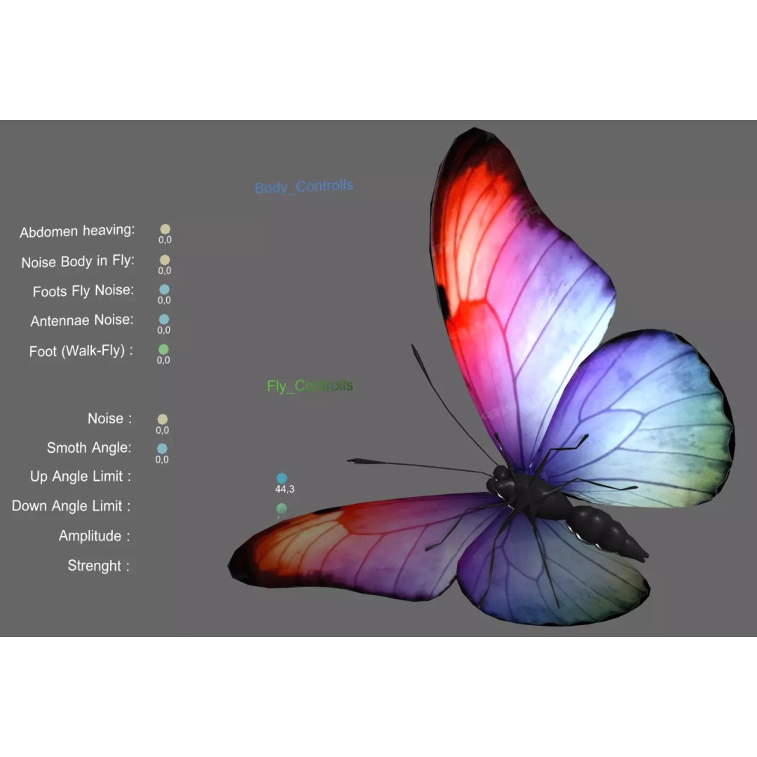 Butterfly 3D Model – Low Poly Rigged Animation for Unity, FBX - View 11