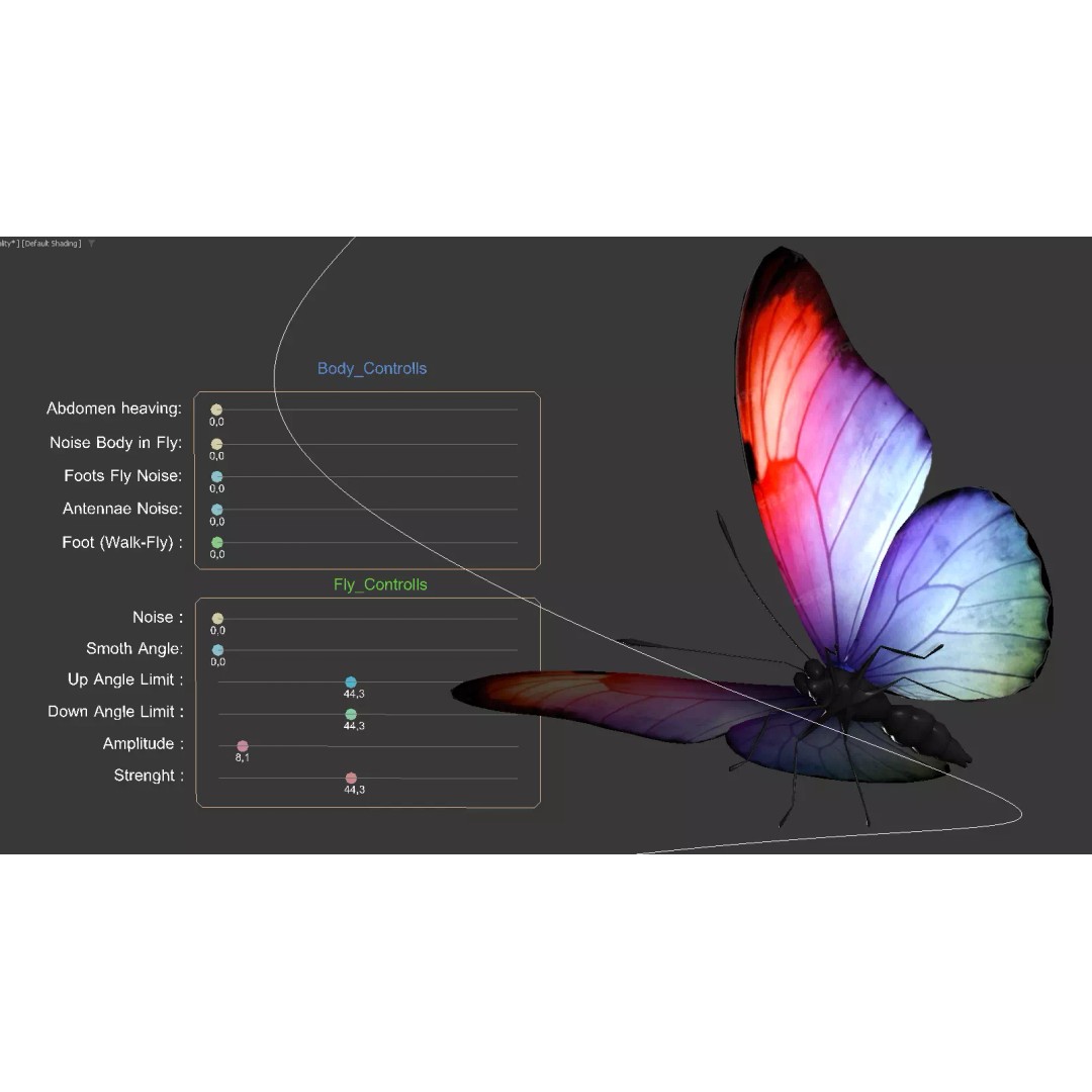 Butterfly 3D Model – Low Poly Rigged Animation for Unity, FBX - View 4
