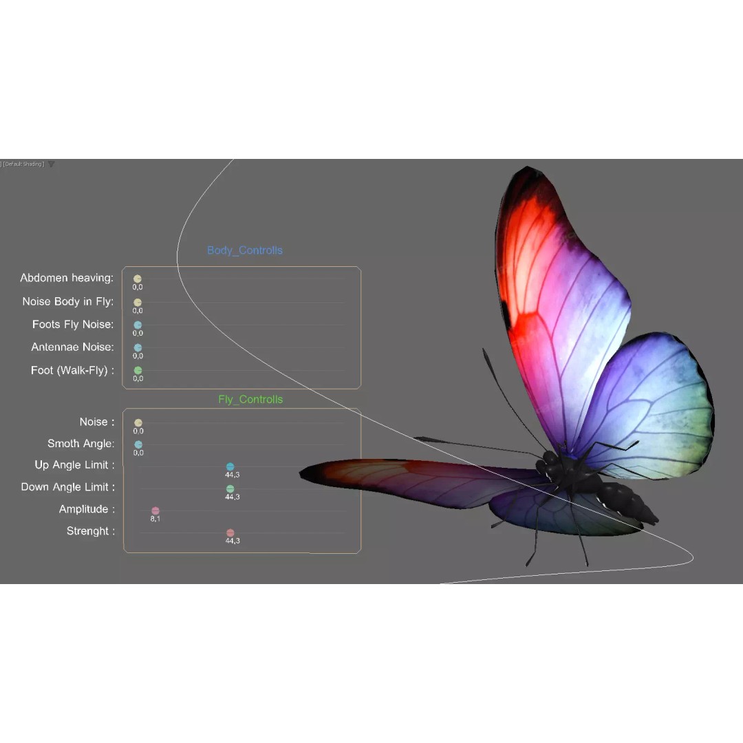 Butterfly 3D Model – Low Poly Rigged Animation for Unity, FBX - View 5
