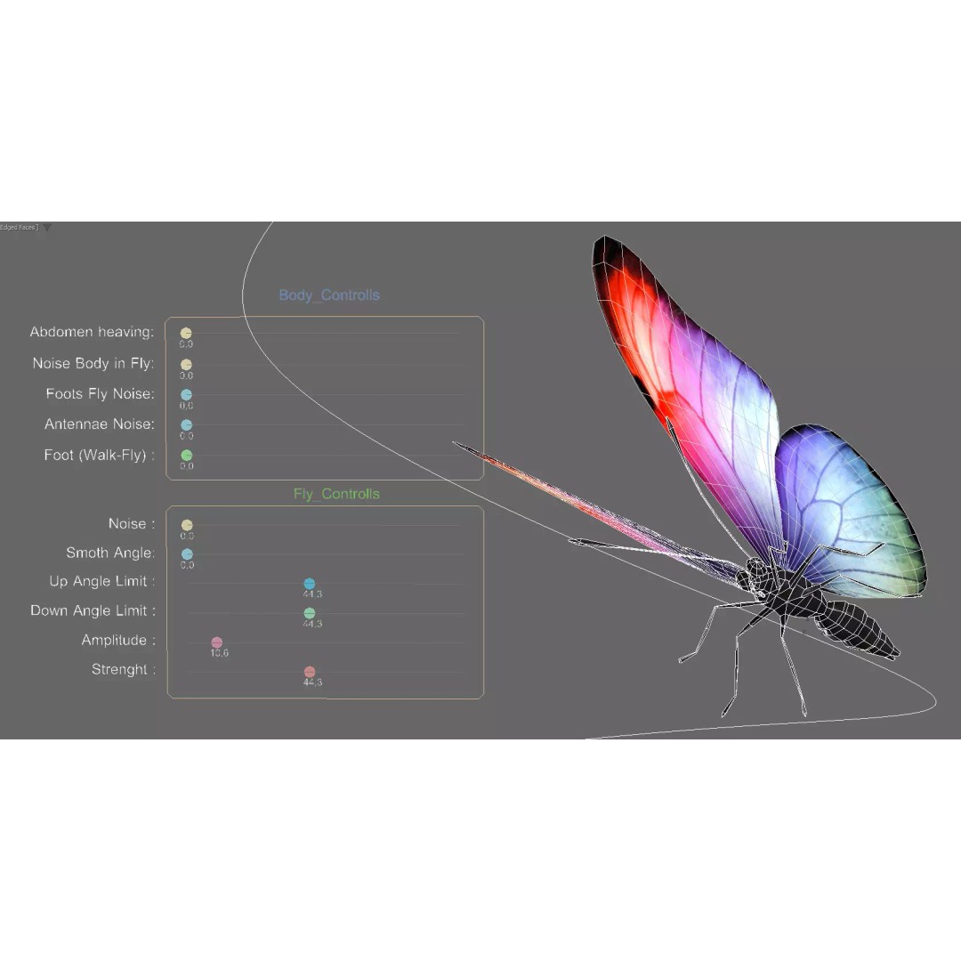 Butterfly 3D Model – Low Poly Rigged Animation for Unity, FBX - View 6