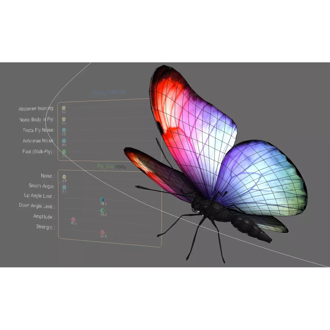 Butterfly 3D Model – Low Poly Rigged Animation for Unity, FBX - View 7