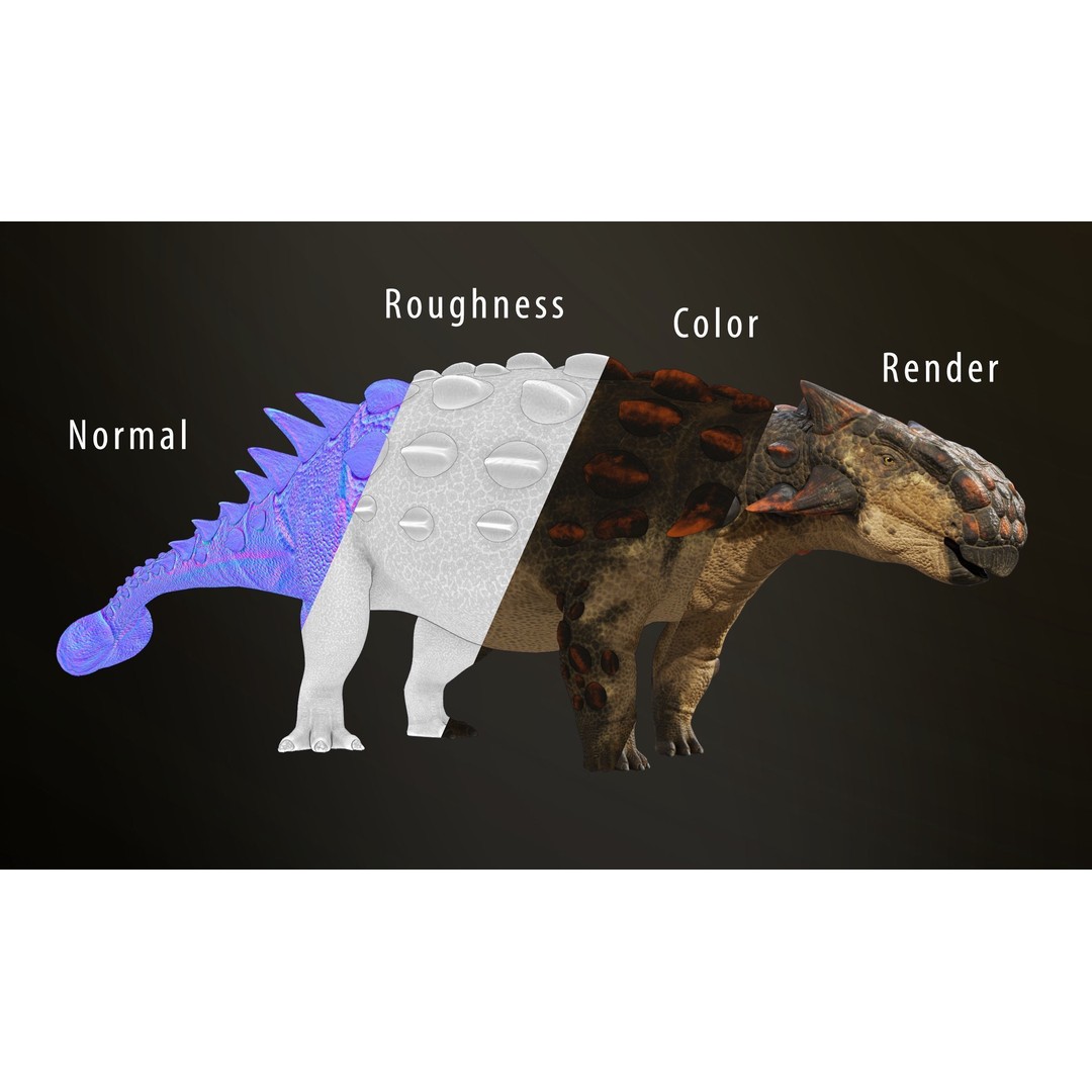 Ankylosaurus 3D Model – Low Poly Rigged Dinosaur with PBR Textures - View 10