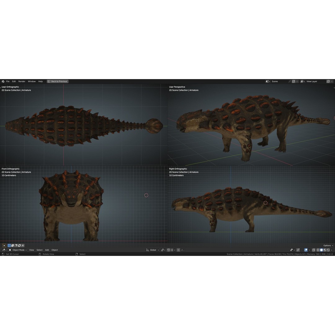 Ankylosaurus 3D Model – Low Poly Rigged Dinosaur with PBR Textures - View 17