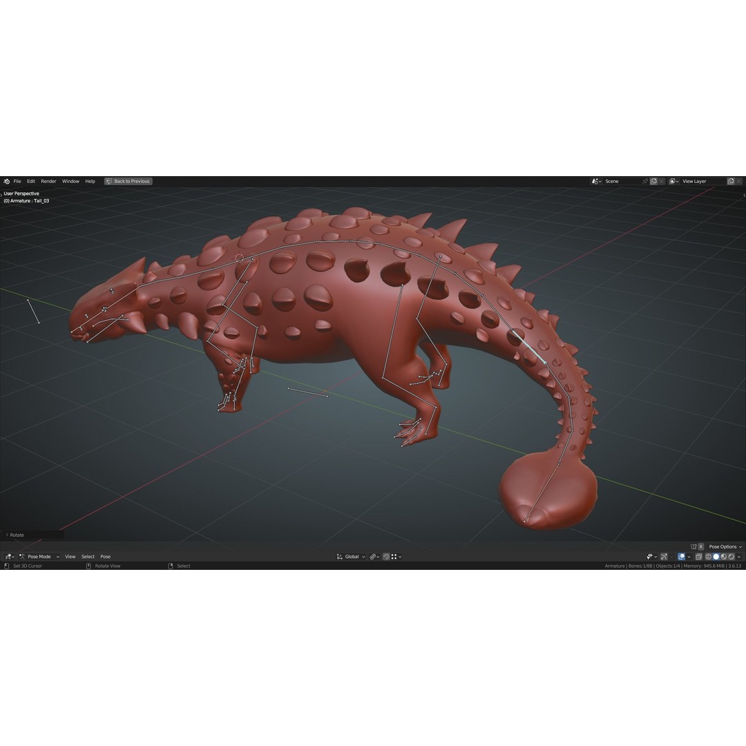 Ankylosaurus 3D Model – Low Poly Rigged Dinosaur with PBR Textures - View 18