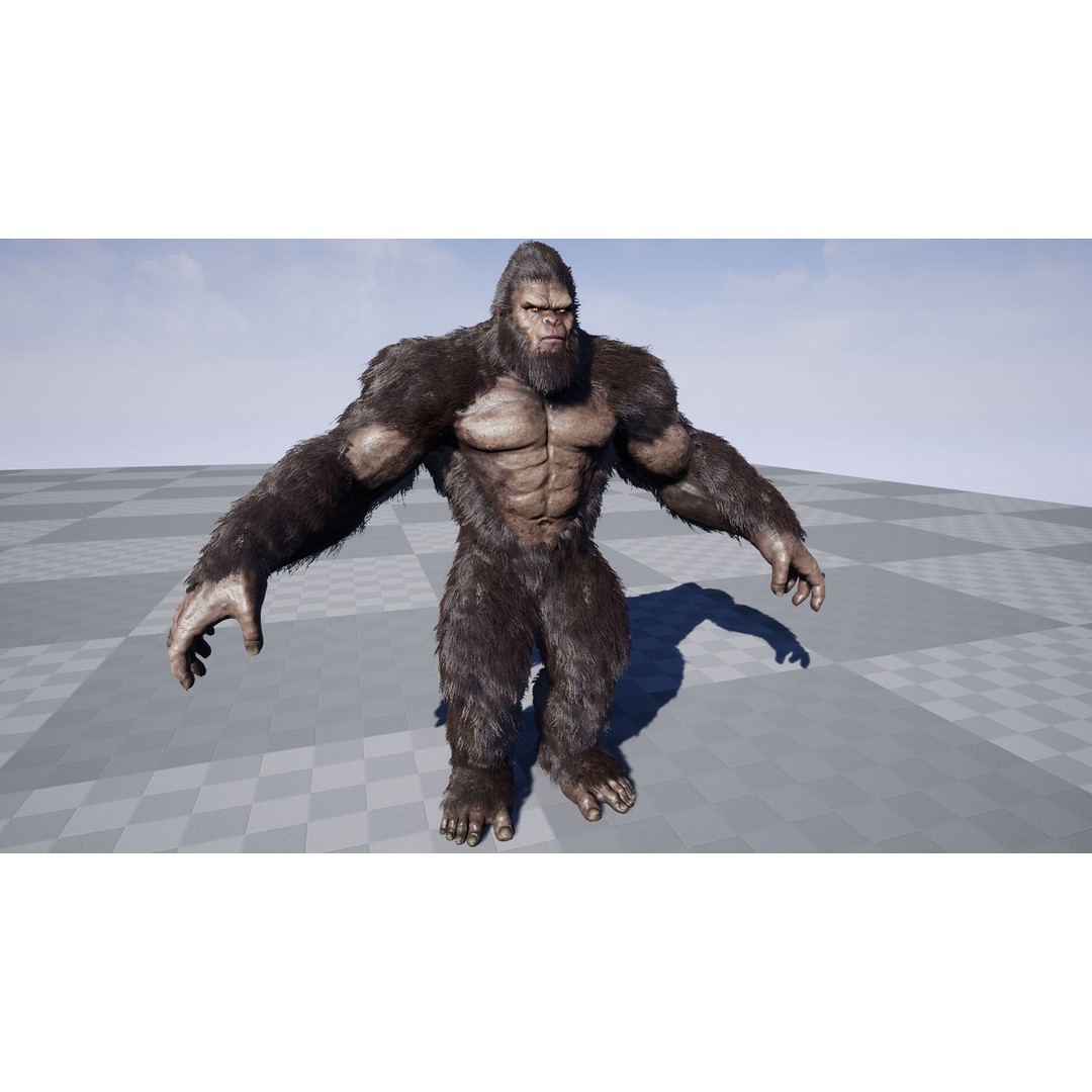 Sasquatch 3D Model – Low Poly Rigged Character with Animations, FBX - View 11