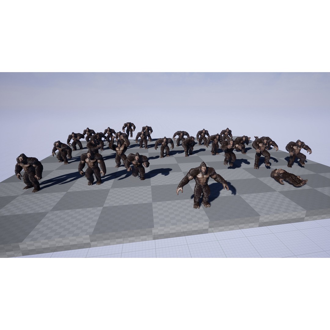 Sasquatch 3D Model – Low Poly Rigged Character with Animations, FBX - View 14
