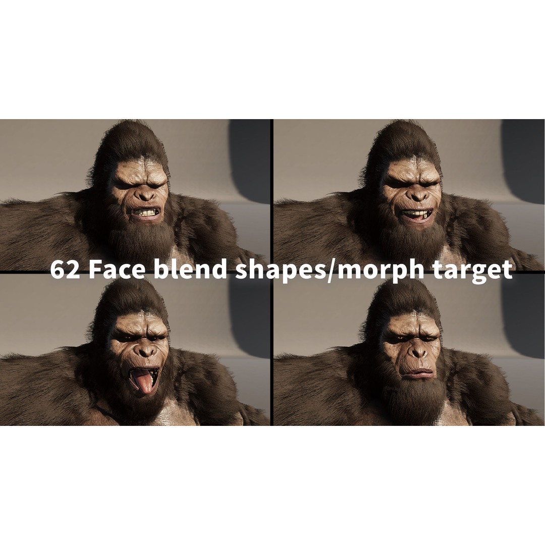 Sasquatch 3D Model – Low Poly Rigged Character with Animations, FBX - View 15